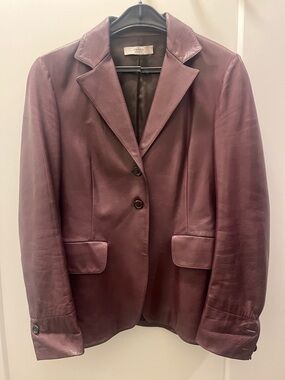 Prada Burgundy Leather Blazer Jacket
